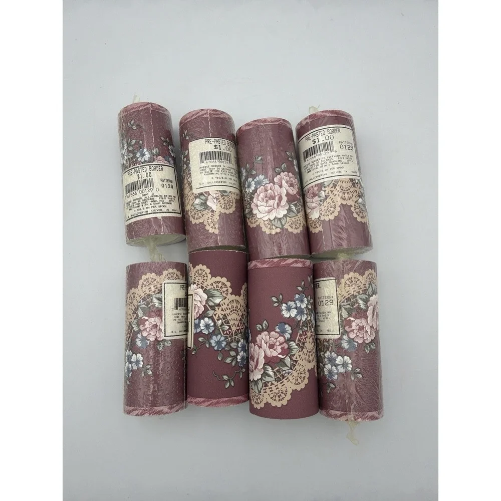 Vintage 1990s Wallpaper Border Lot of 8 Floral Lace Victorian Cottagecore